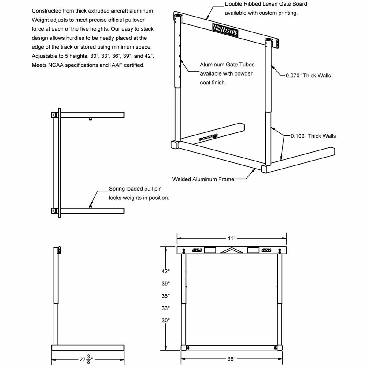 Gill G6 NCAA/NFHS Aluminum Hurdle 3 Gill G6 NCAA/NFHS Aluminum Hurdle - Image 3